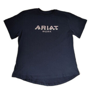 Rebar Strong Block Logo SS Ariat T-shirt Navy Blue sz XL